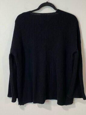 The Reset R Label Women's V Neck Sweater Pullover Black Large Belle Sleeve